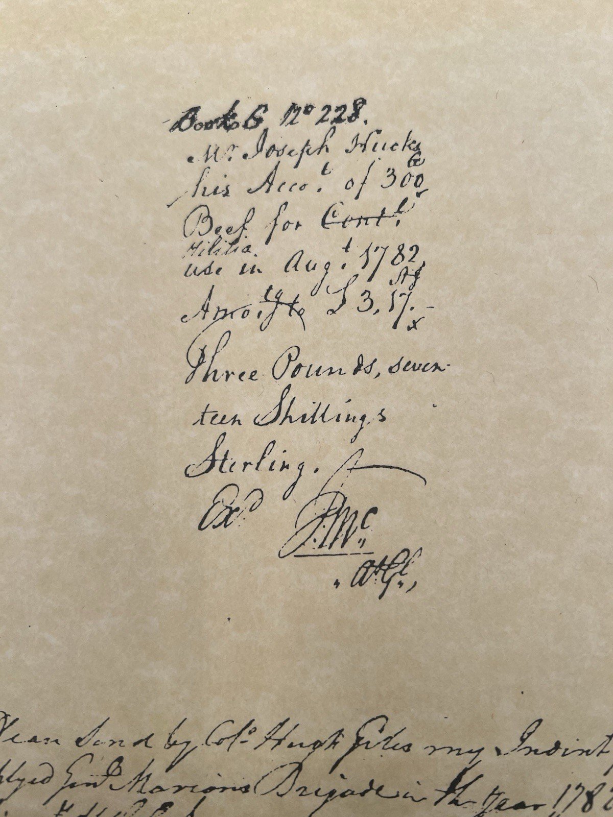1787 Revolutionary War Beef Claim Francis Marion Brigade Hugh Giles Signed B1174 photo 3