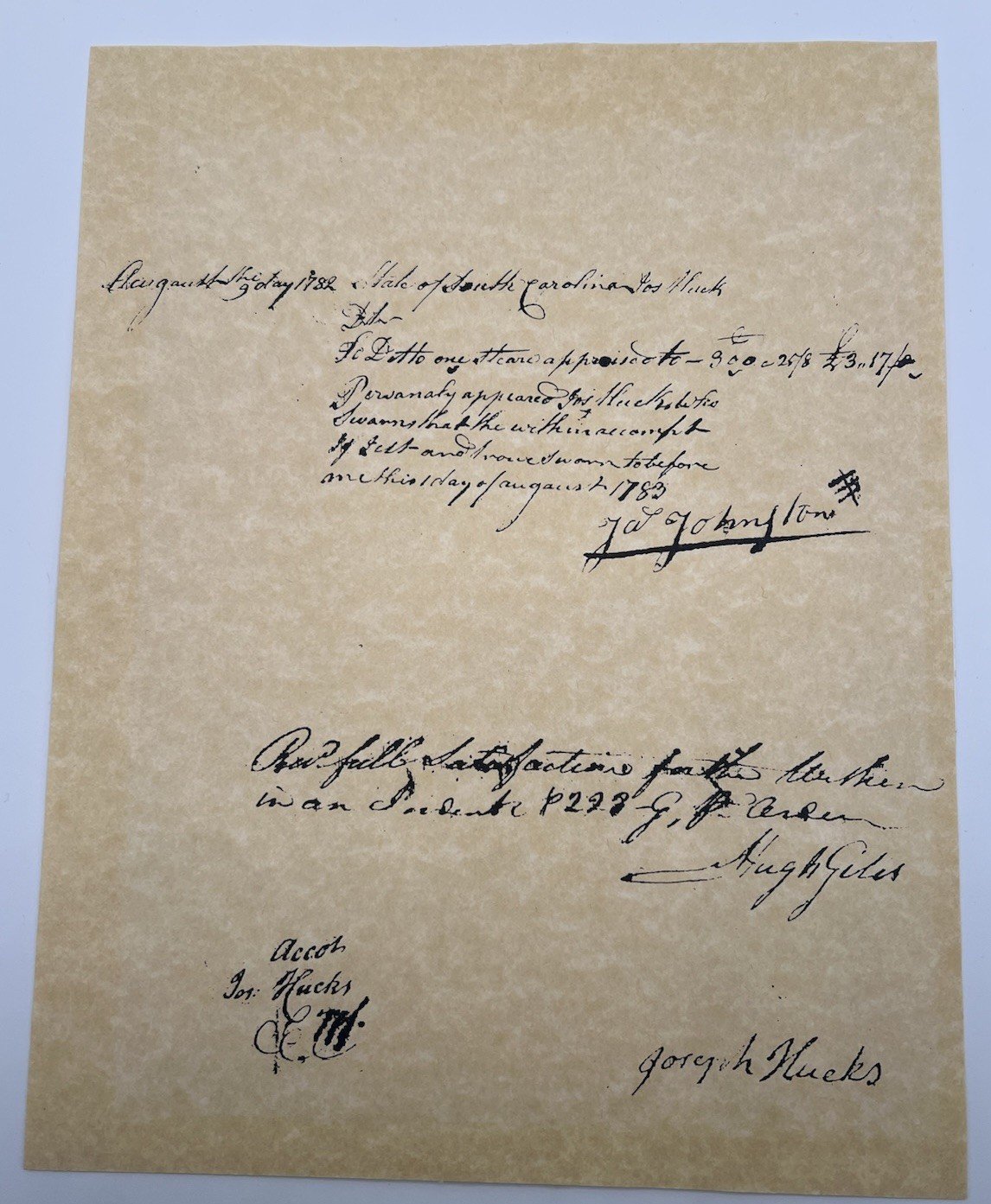 1782 South Carolina Revolutionary War Steer Claim Ervin Giles Signed # B1175