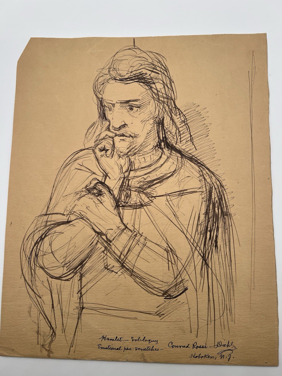 Conrad Rossi-Diehl Signed Hamlet Soliloquy Drawing w/ Foltz Notes # B1179