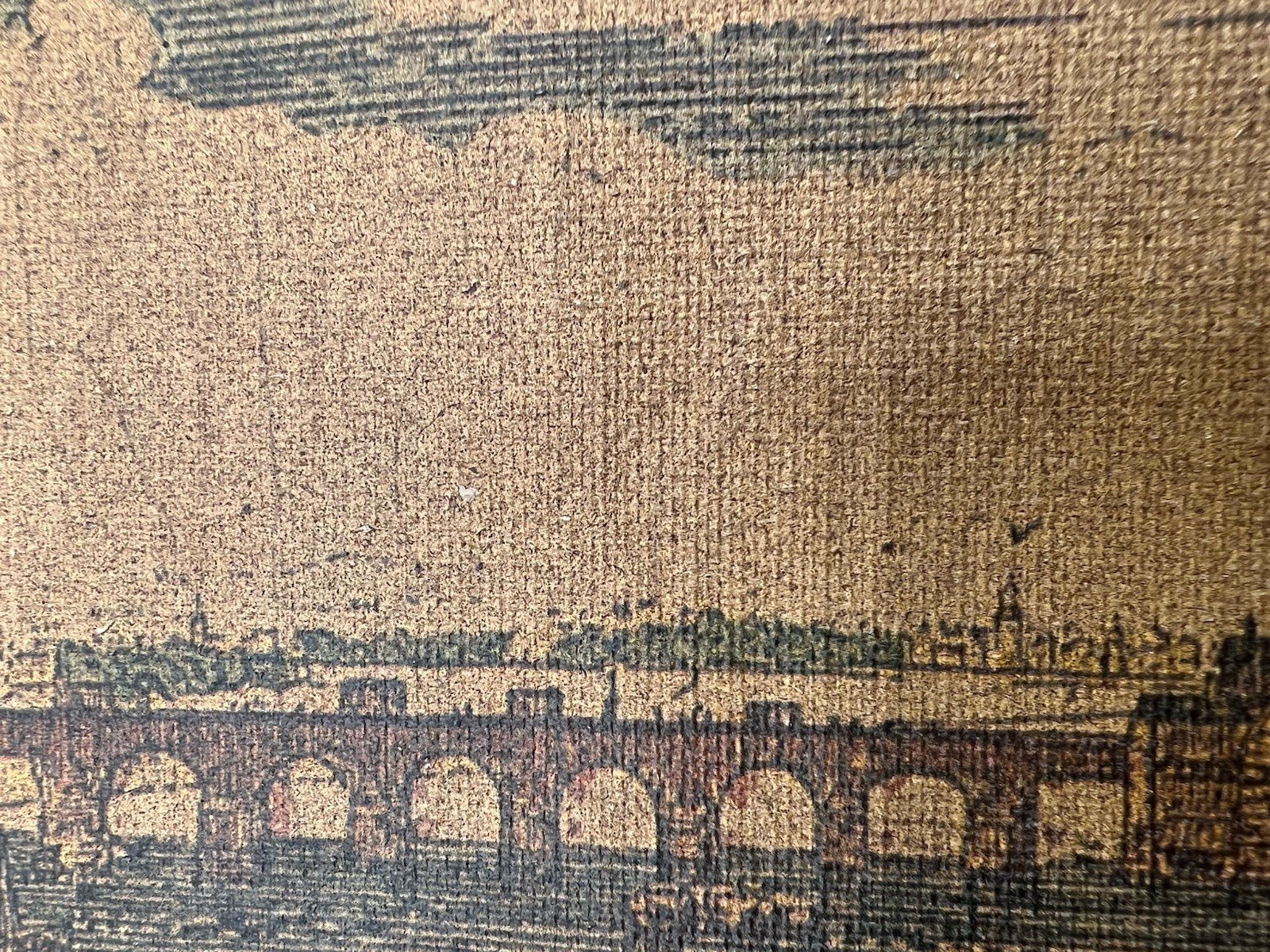 Vintage Frankfurt Germany 1646 Merian City View Printed Fabric Panel # Box photo 3
