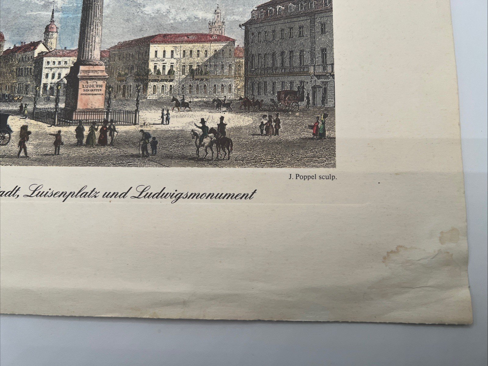 Vintage Darmstadt Luisenplatz Ludwigsmonument Germany Color Art Print B129 photo 5