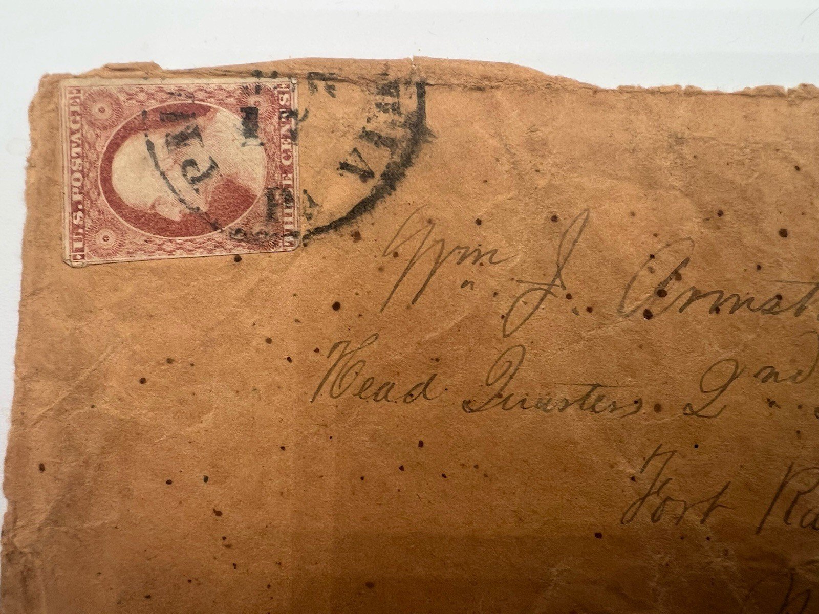 1857 Scott 11 3¢ Claret Cover to Fort Randall Nebraska Territory # 1182 photo 2