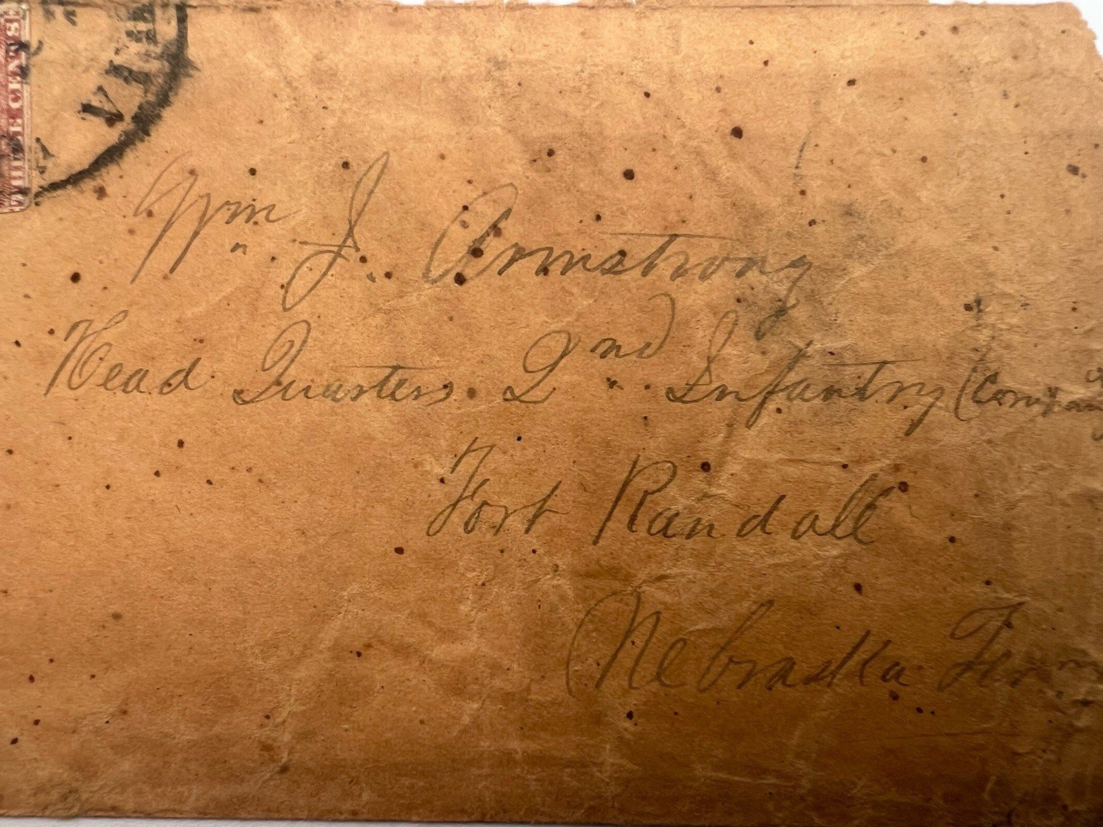 1857 Scott 11 3¢ Claret Cover to Fort Randall Nebraska Territory # 1182 photo 3