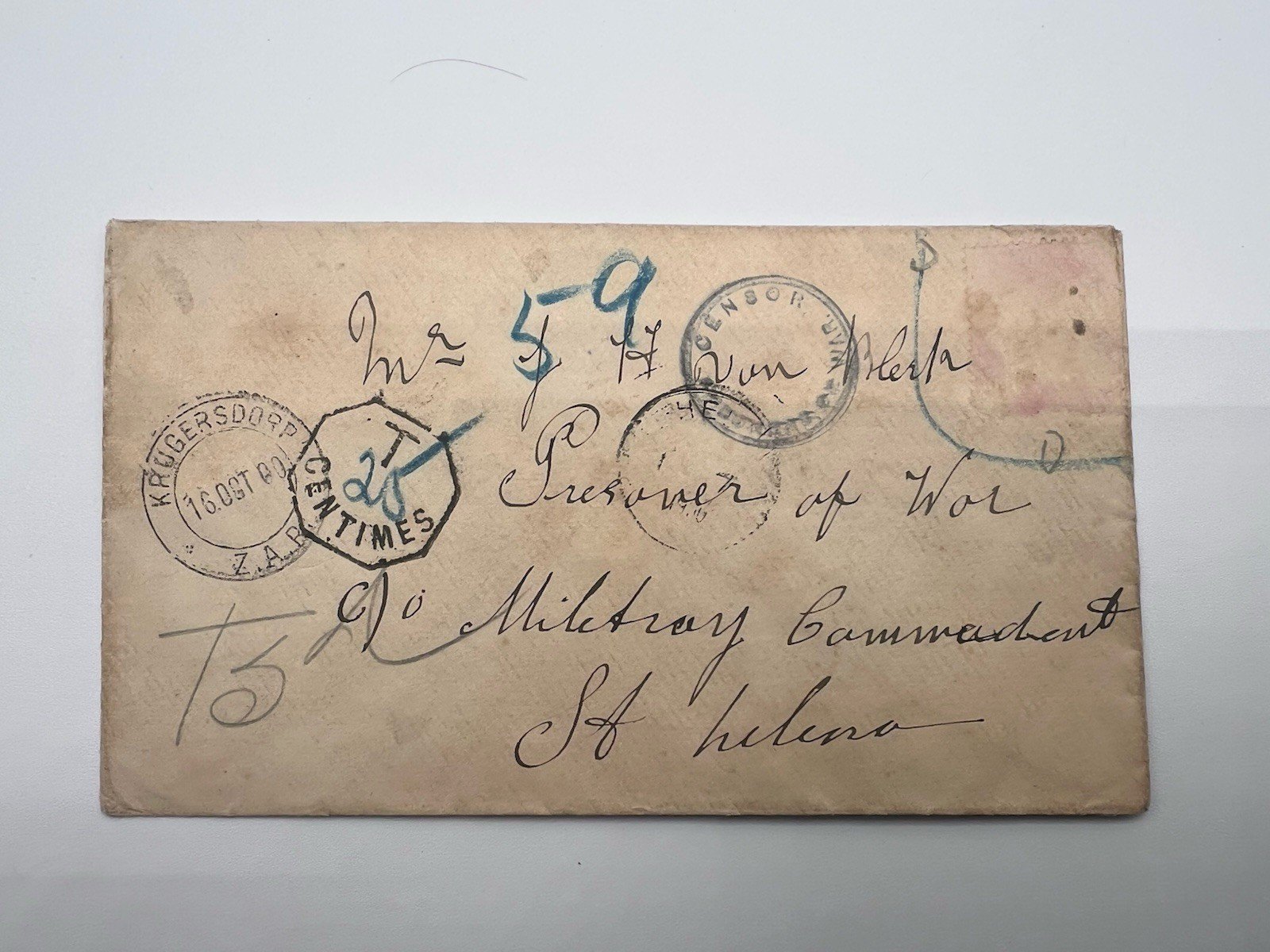 1900 Boer War Censored Cover Krugersdorp Transvaal to Milan Italy # 1183