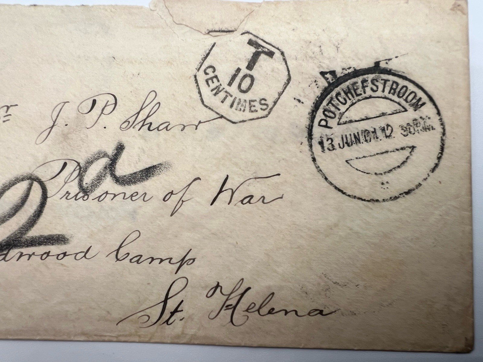 1902 Boer War POW Cover Potchefstroom to Deadwood Camp St Helena # 1184 photo 2