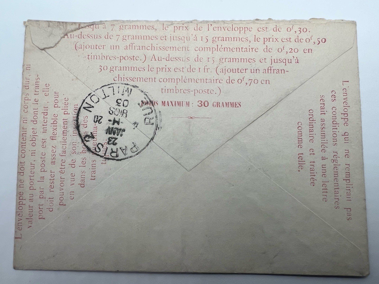 1903 Paris Pneumatic Mail Envelope 50c Télégraphie Le Petit Journal # 1187 photo 6