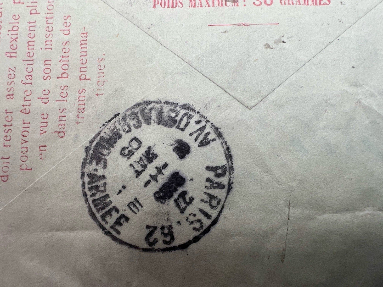 1903 Paris Pneumatic Mail Envelope 50c Télégraphie Avenue Malakoff # 1188 photo 8