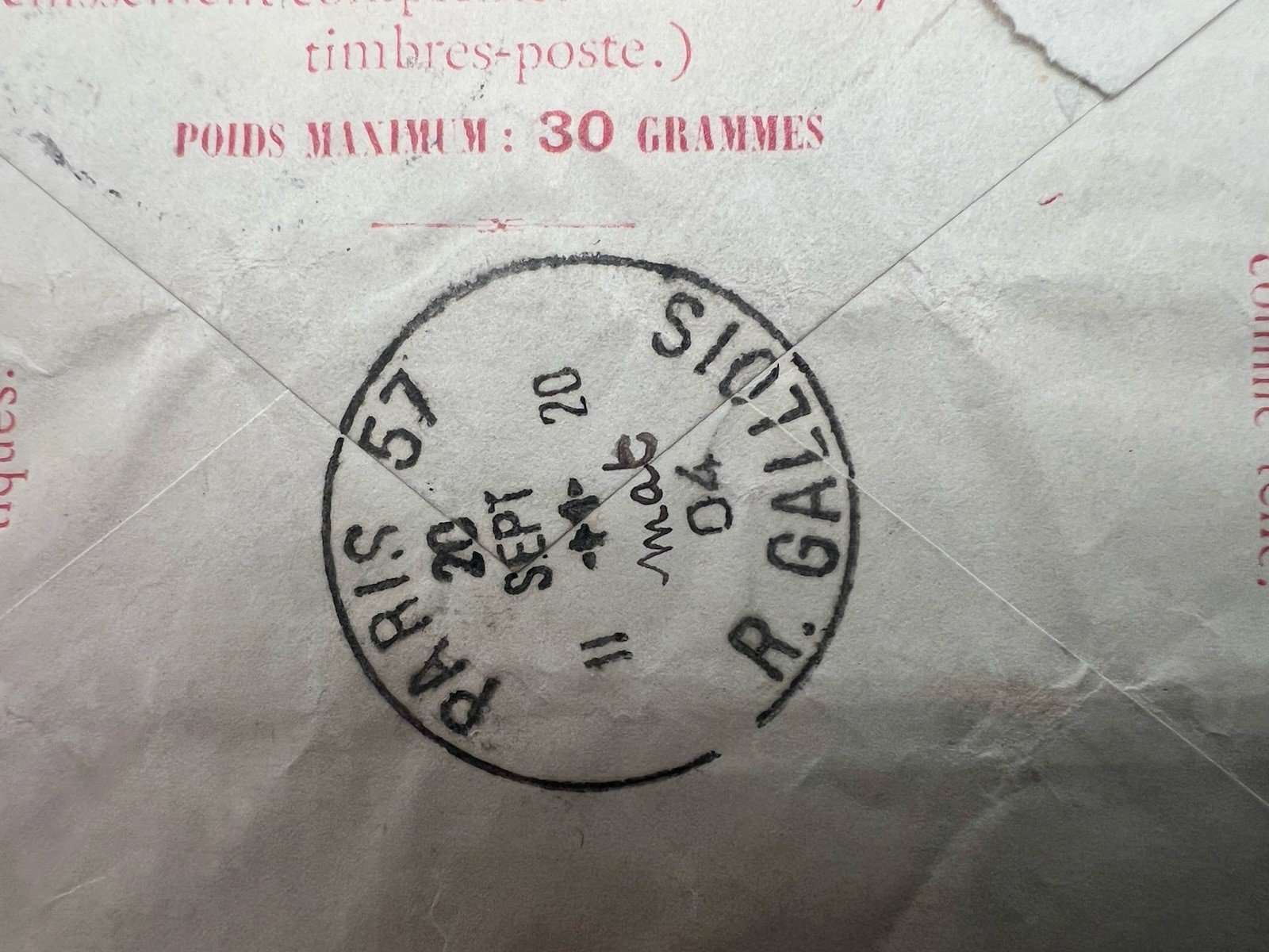 1904 Paris Pneumatic Mail Envelope 30c Télégraphie Bercy France # 1189 photo 6