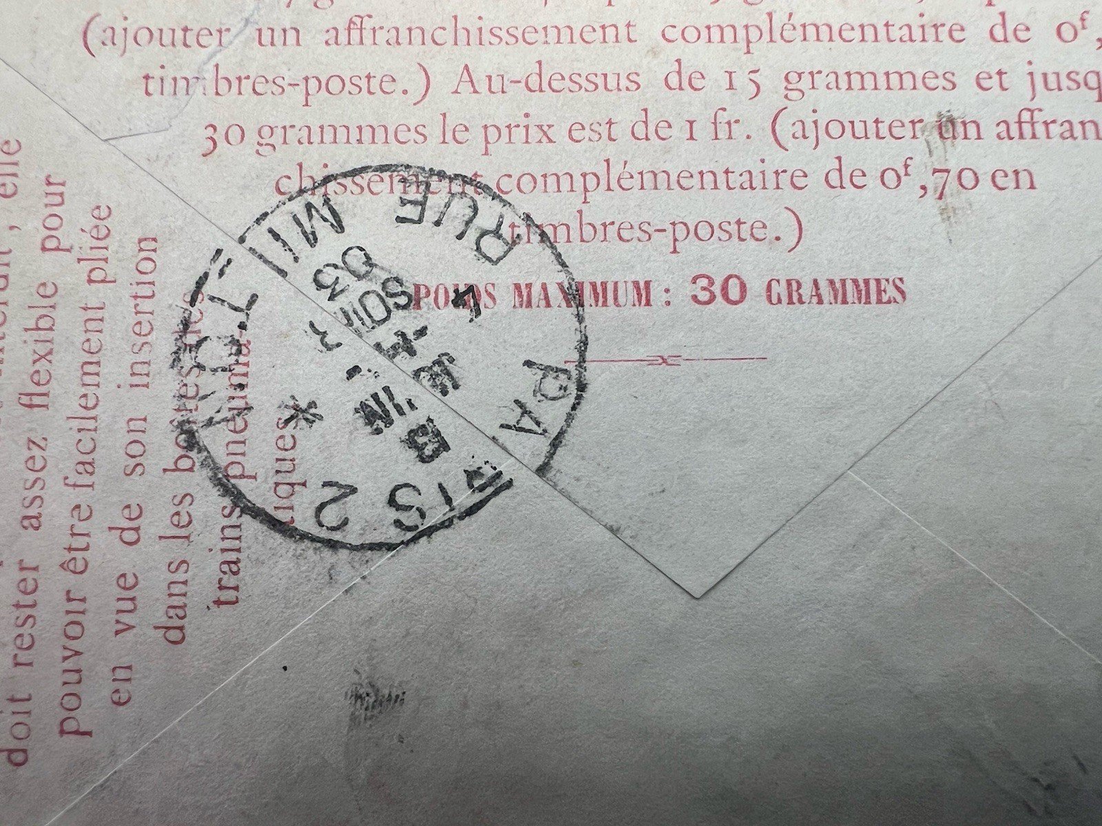 Early 1900s Paris Pneumatic Mail 30c Télégraphie Stamp France # 1190 photo 6