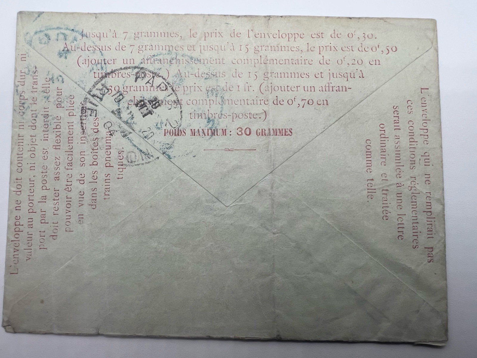 1904 Paris Pneumatic Mail 30c Télégraphie Blue Cancels France # 1191 photo 4
