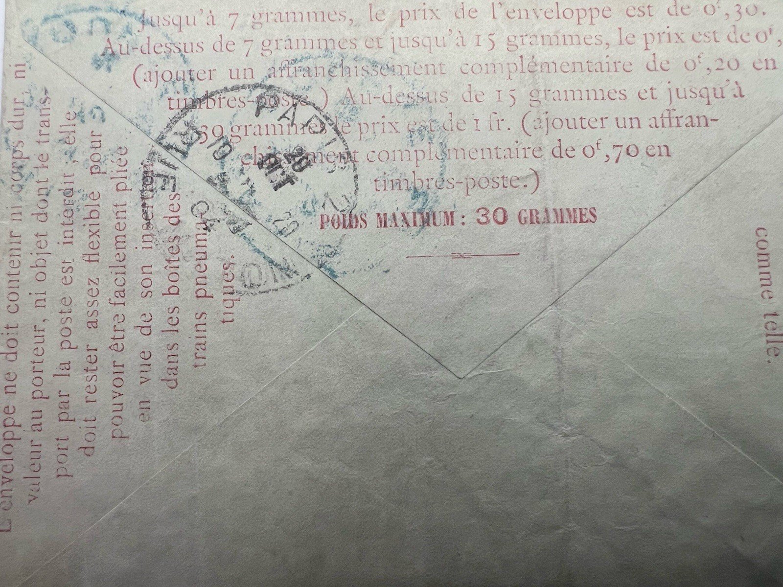 1904 Paris Pneumatic Mail 30c Télégraphie Blue Cancels France # 1191 photo 5