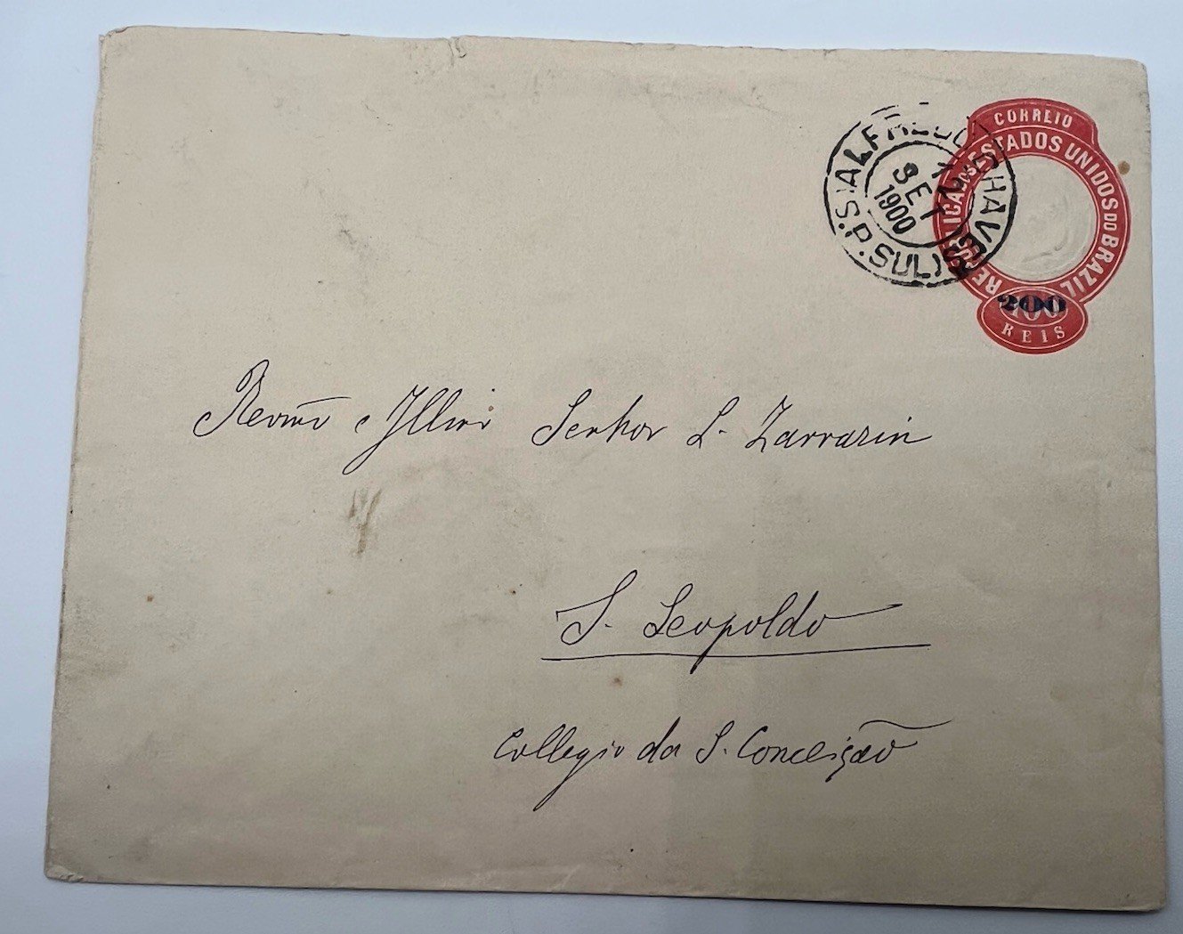 1900 Brazil 200 Reis Postal Stationery Cover São Leopoldo Jesuit College # 1192