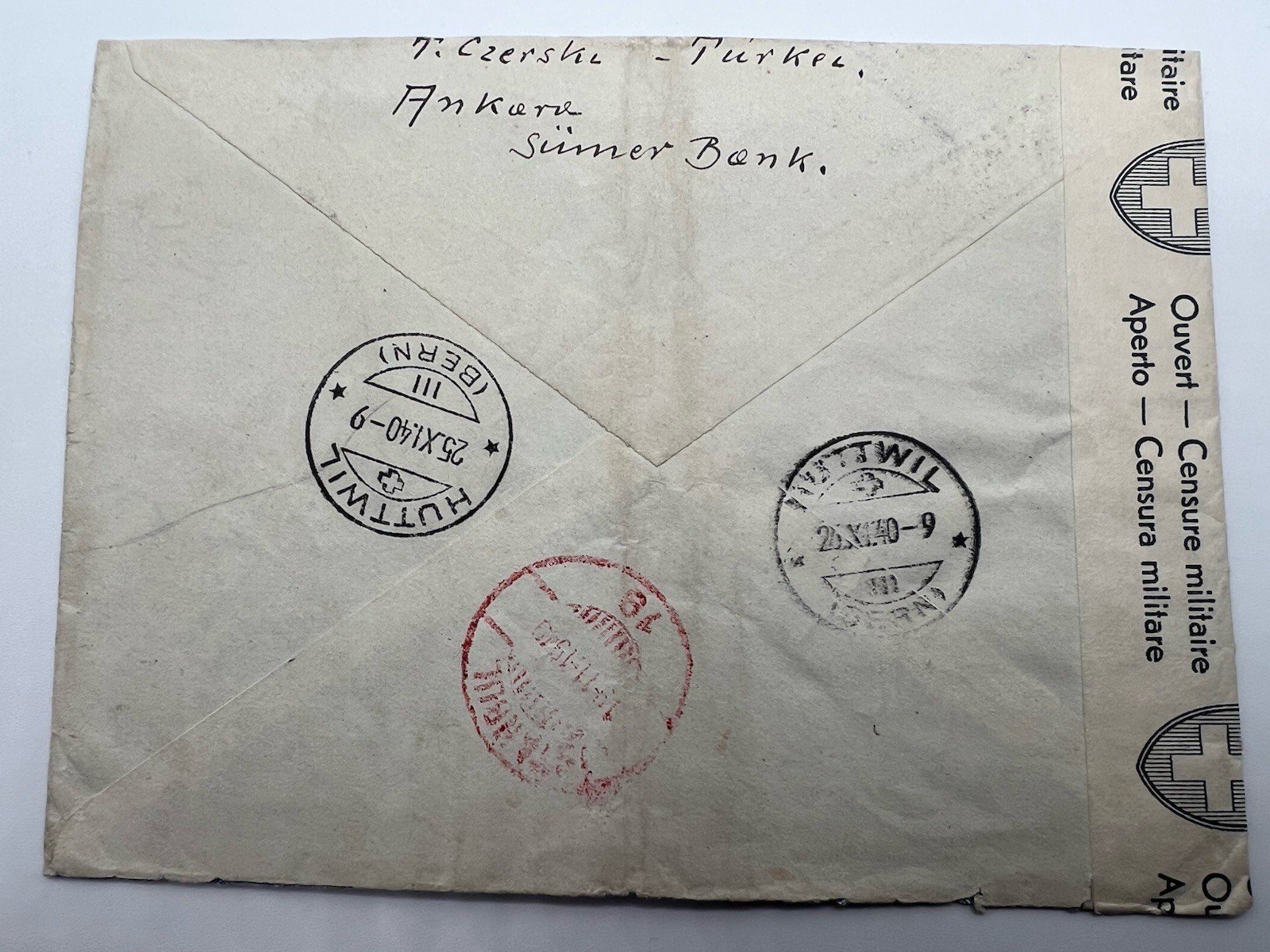 1940 Turkey Registered Cover to Polish Internee Switzerland WWII Censor # 1194 photo 5