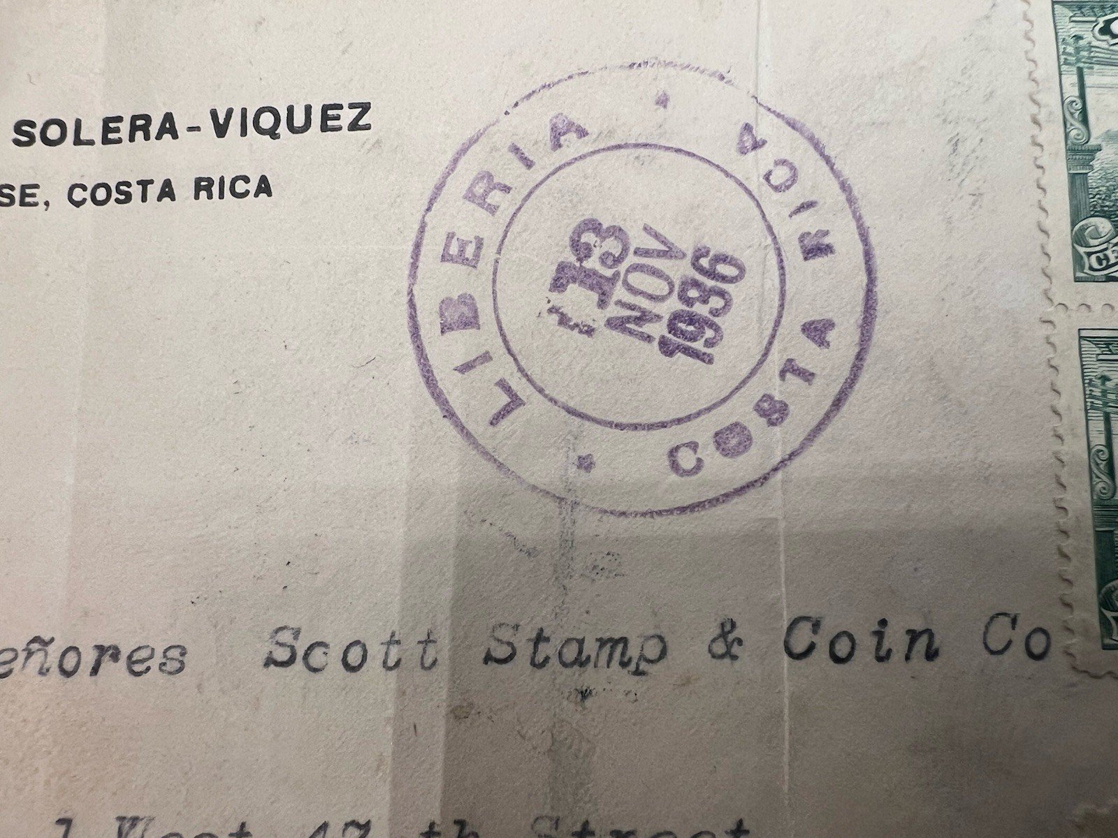 1936 Costa Rica Registered Cover 40c Telegraph Block of 4 to Scott NYC # 1197 photo 5