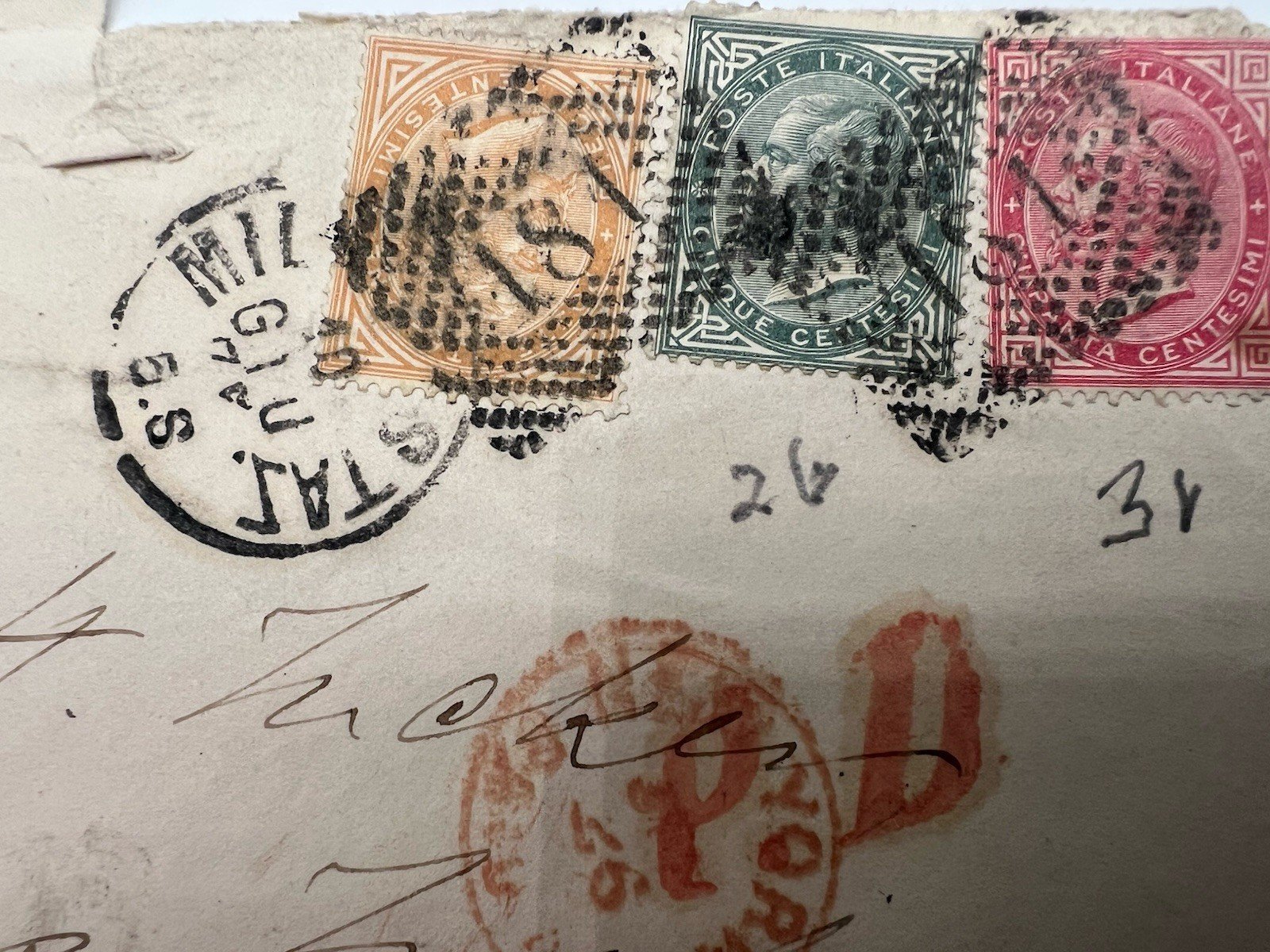1871 Italy to Wiscasset Maine 55c 3-Color Franking Via Ostend Cover # 1199 photo 3