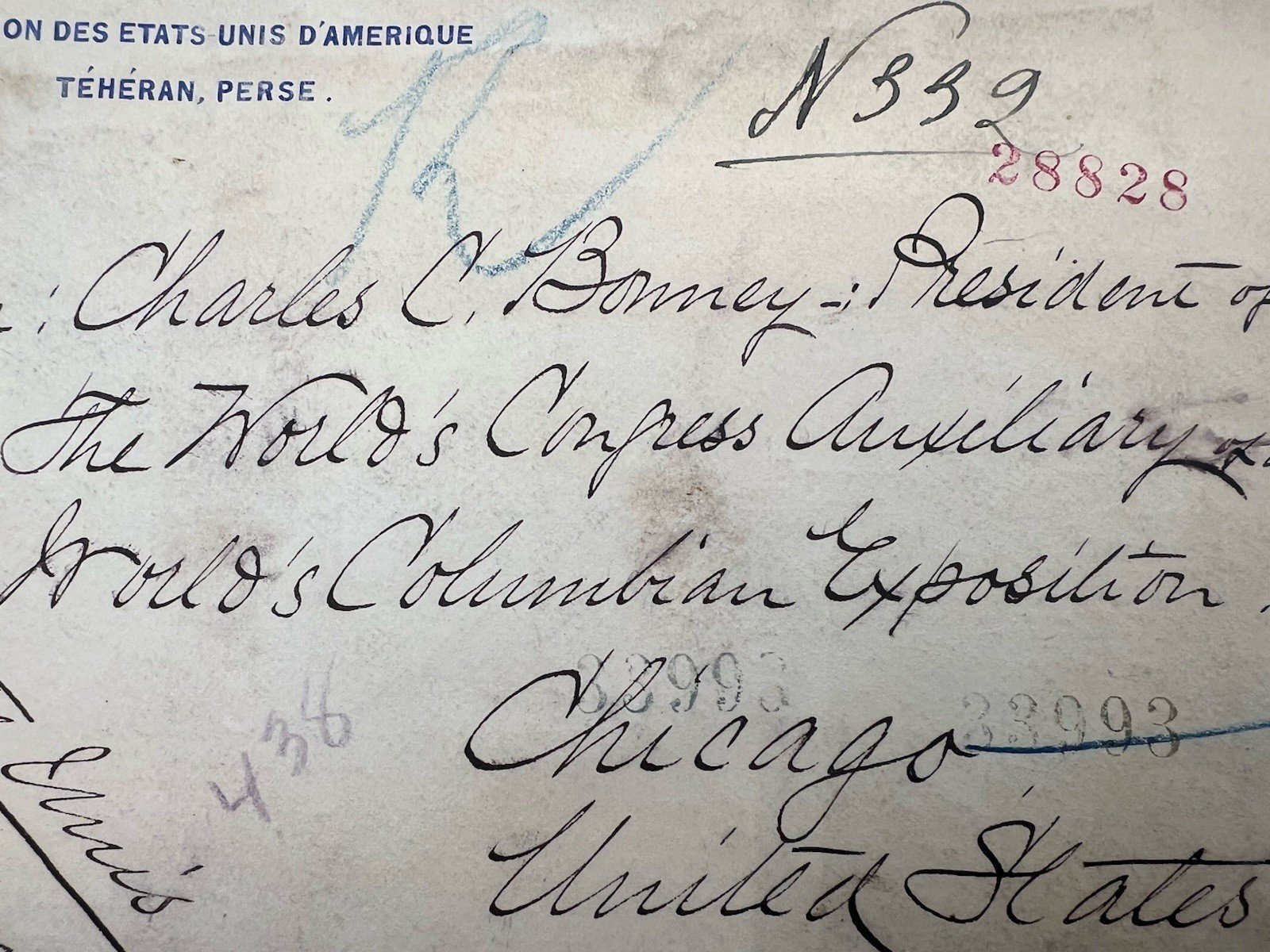 1891 U.S. Legation Tehran Persia Registered Cover to Charles C. Bonney # 1200 photo 8