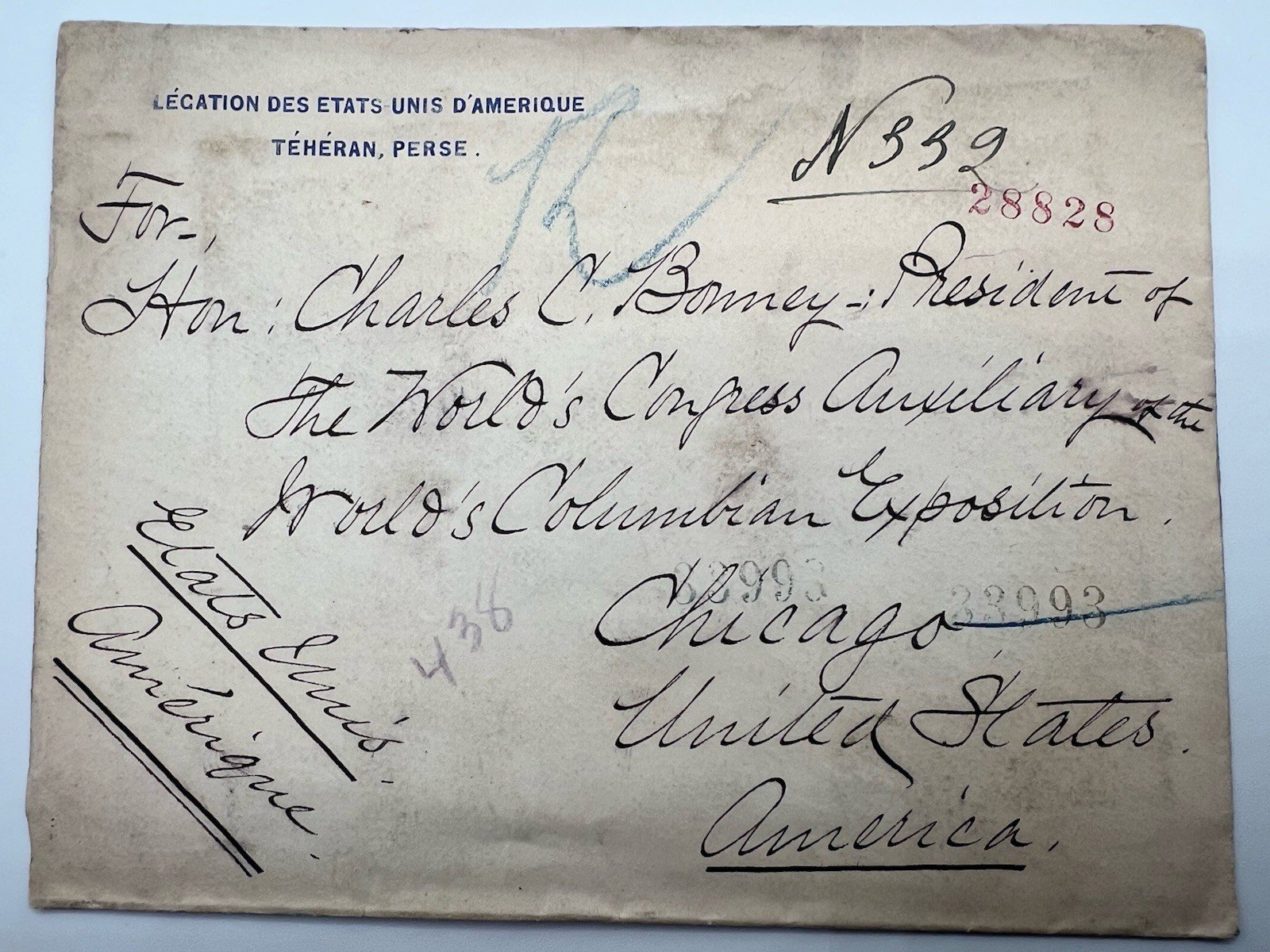 1891 U.S. Legation Tehran Persia Registered Cover to Charles C. Bonney # 1200 photo 10