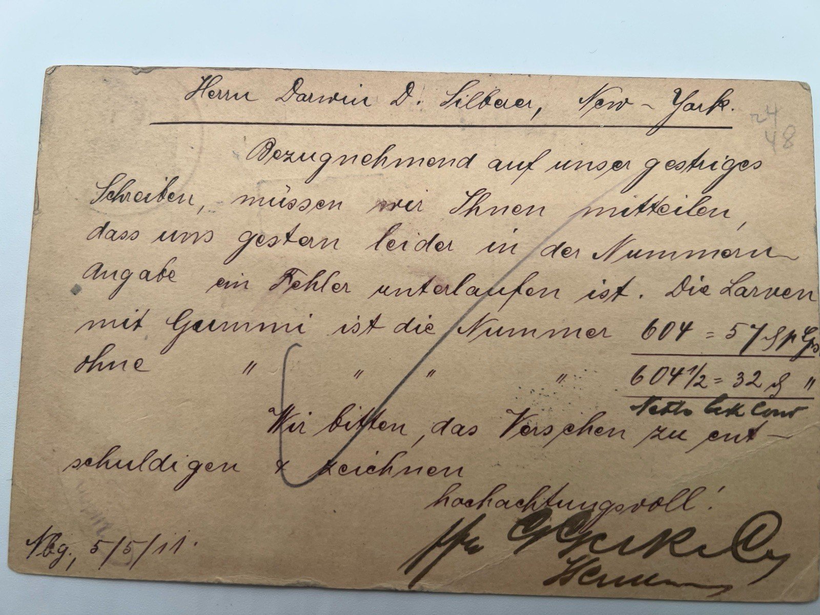 1911 Bavaria to New York 5pf Underpaid Postcard US J46 2¢ Due # 1202 photo 4