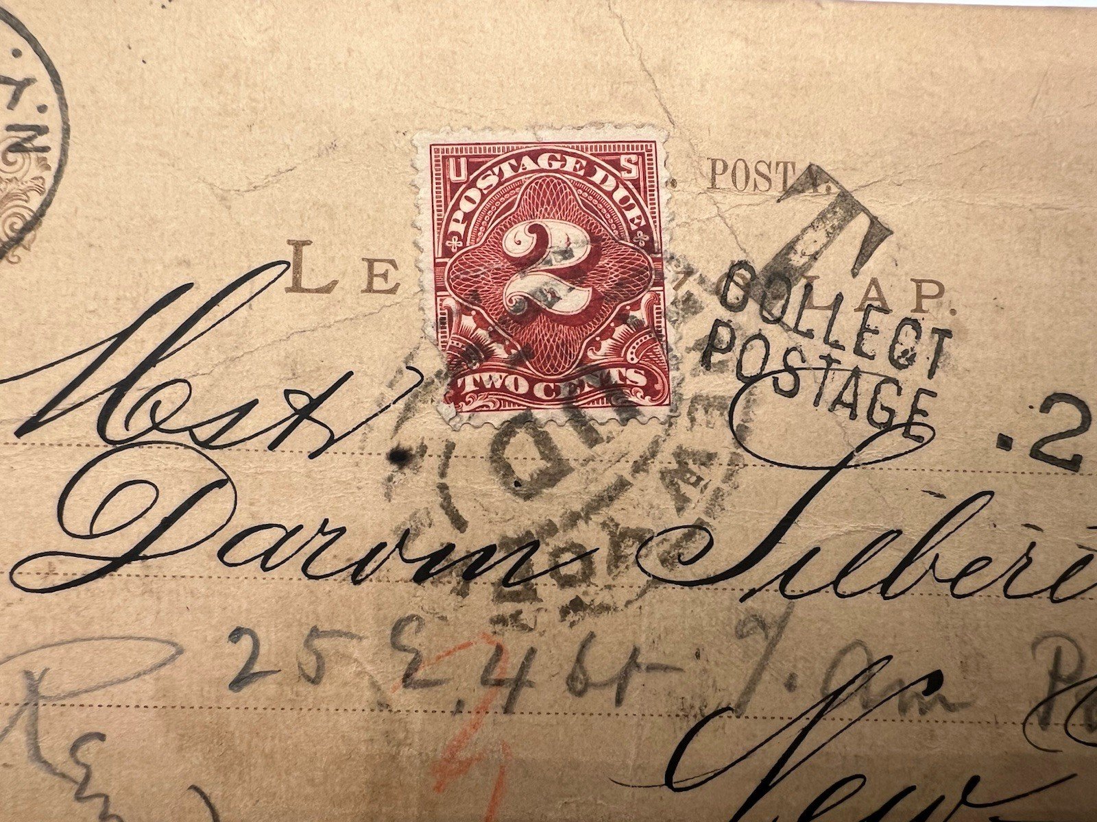 1894 Budapest Hungary to New York US 2¢ Postage Due J32 Postal Card # 1203 photo 2