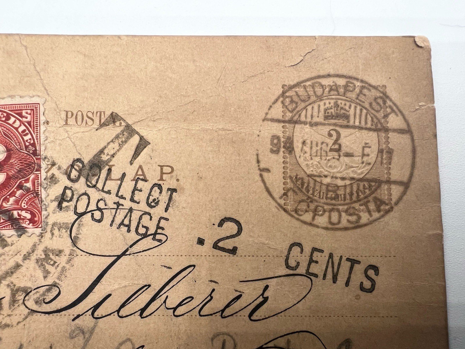1894 Budapest Hungary to New York US 2¢ Postage Due J32 Postal Card # 1203 photo 4