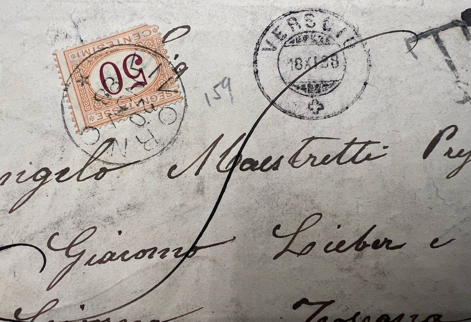 1890 Switzerland 25Rp Tüblibrief to Torino Italy 50c Postage Due Cover # 1204 photo 3