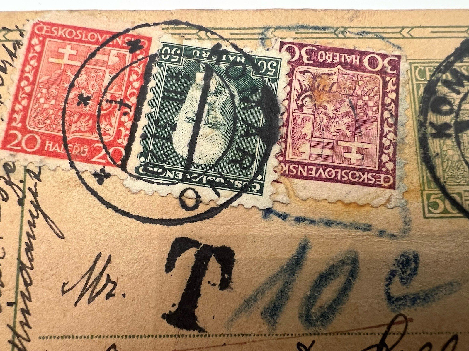 1938 Komárno Czechoslovakia to New York 2¢ US Postage Due Postal Card # 1208 photo 4