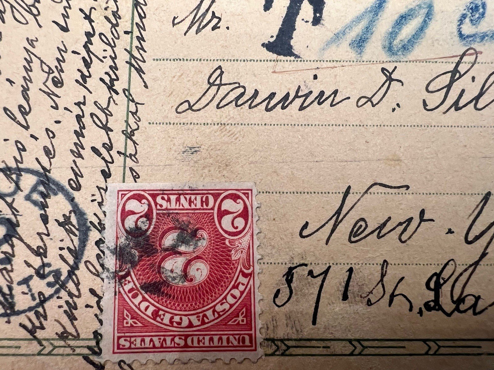 1938 Komárno Czechoslovakia to New York 2¢ US Postage Due Postal Card # 1208 photo 6