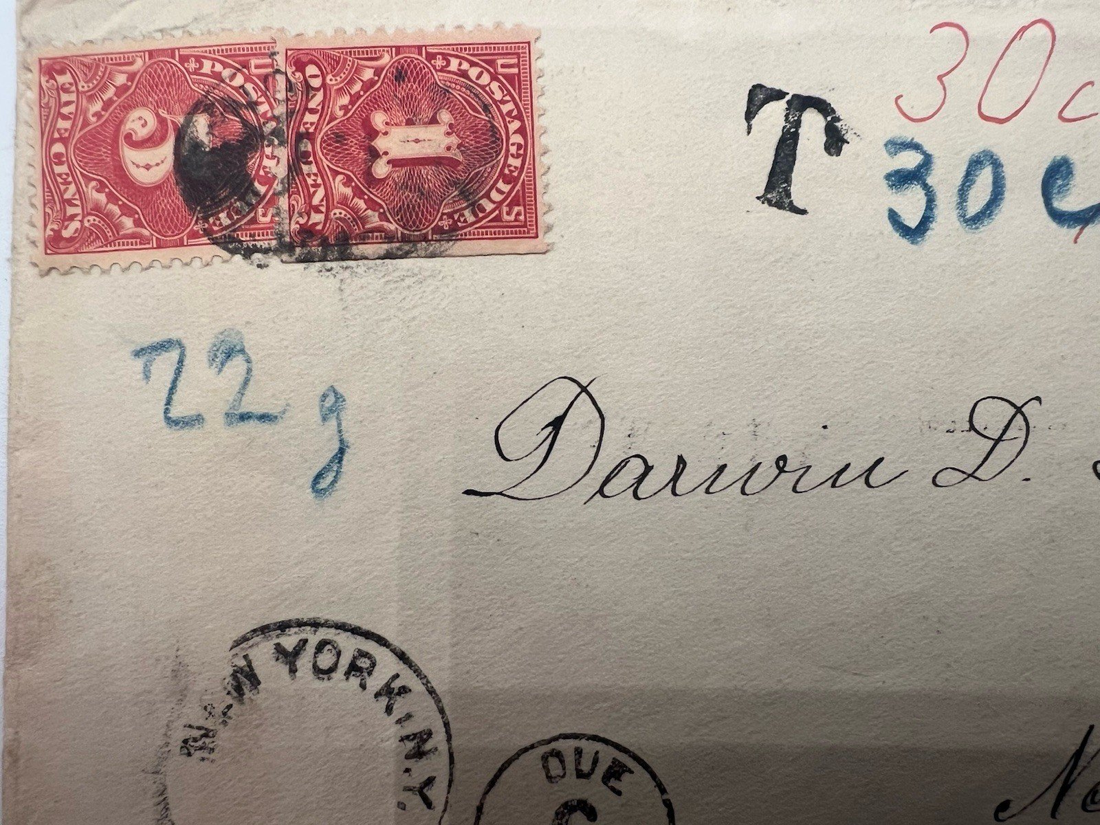 1938 Czechoslovakia Komarno-New York Cover 3¢ US Postage Due Stamps # 1211 photo 2