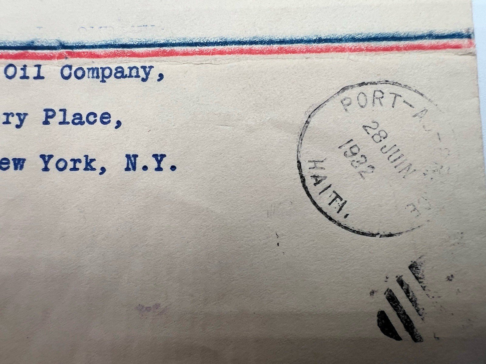 1932 Haiti Airmail Cover Preetzmann-Aggerholm to Tide Water Oil NY # 1215 photo 4
