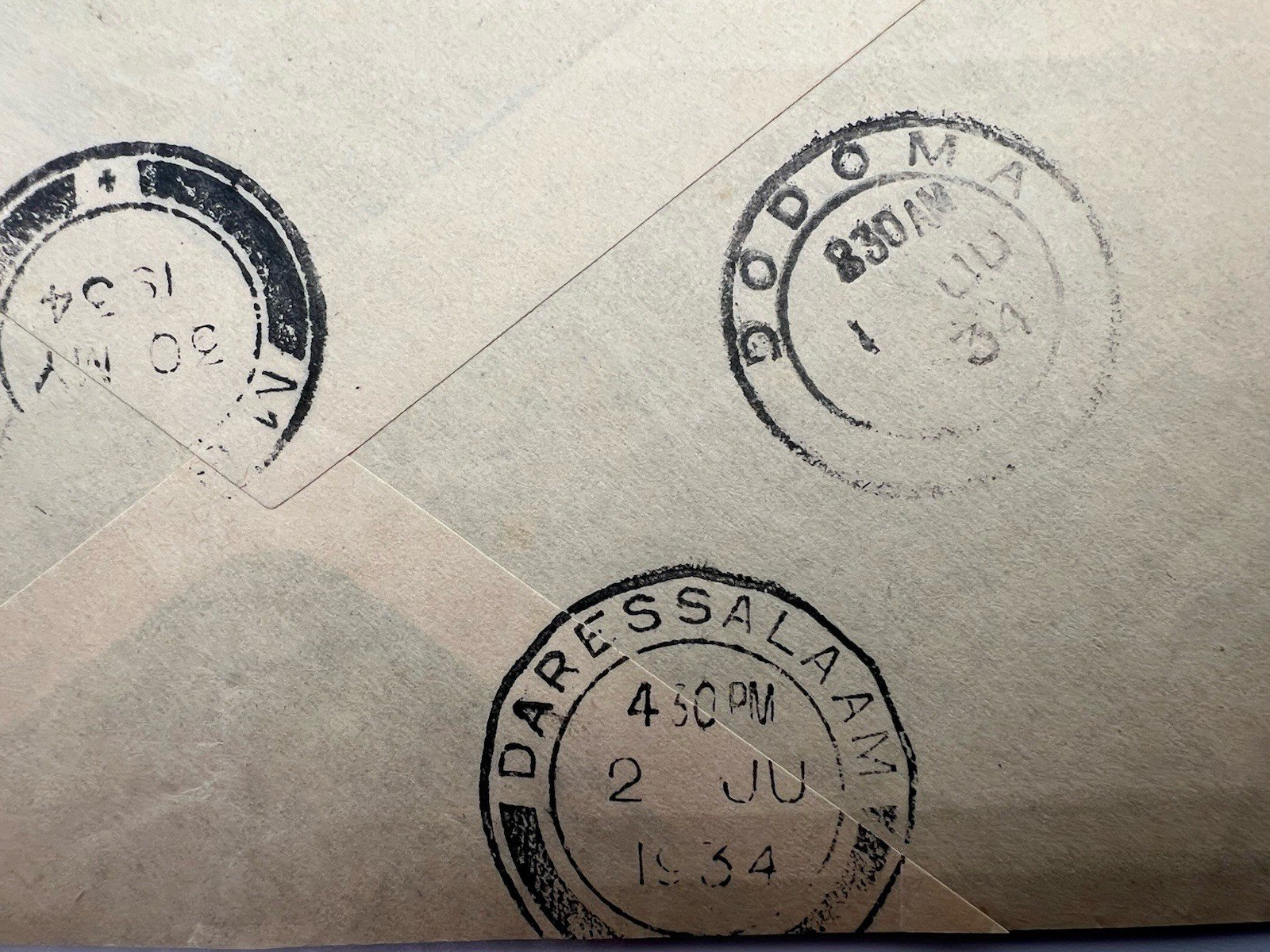 1934 Tanganyika Airmail Cover Tukuyu to Shanghai China KGV Stamps # 1216 photo 7