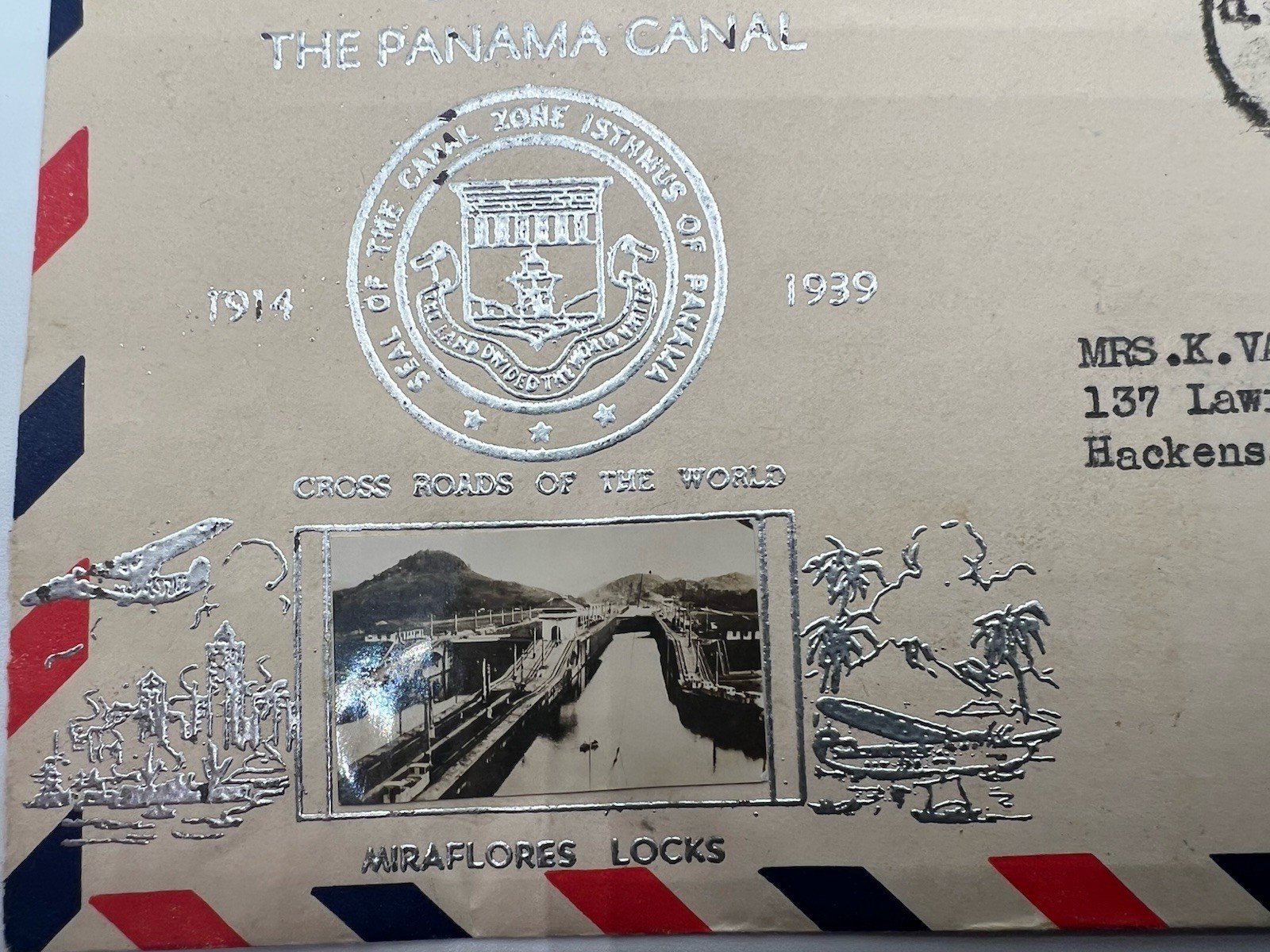 1939 Panama Canal Zone 25th Anniversary Airmail Cover Van Valkenburgh # 1217 photo 4