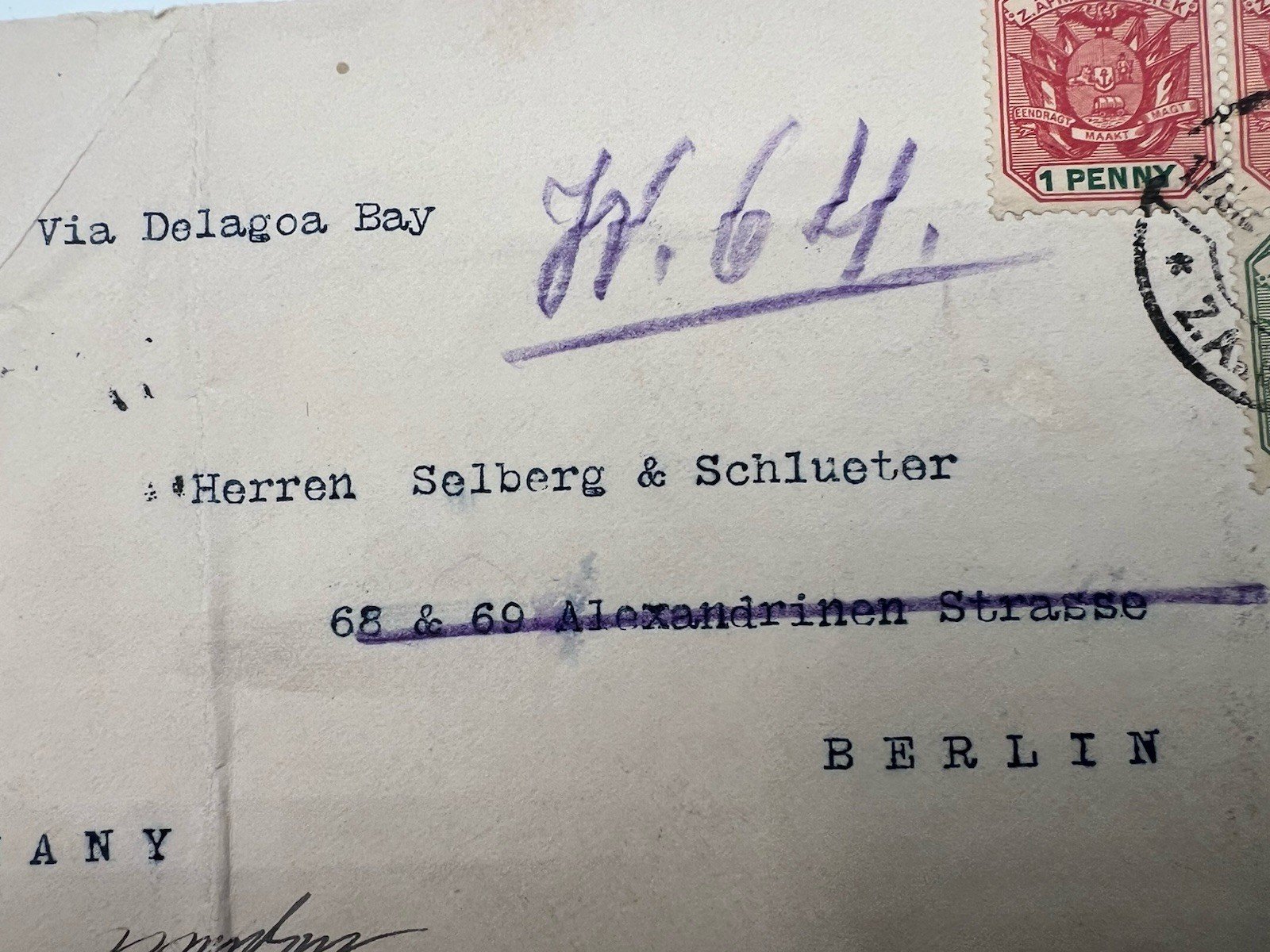 1900 ZAR Transvaal Boer War Censored Cover to Berlin via Delagoa Bay # 1219 photo 3