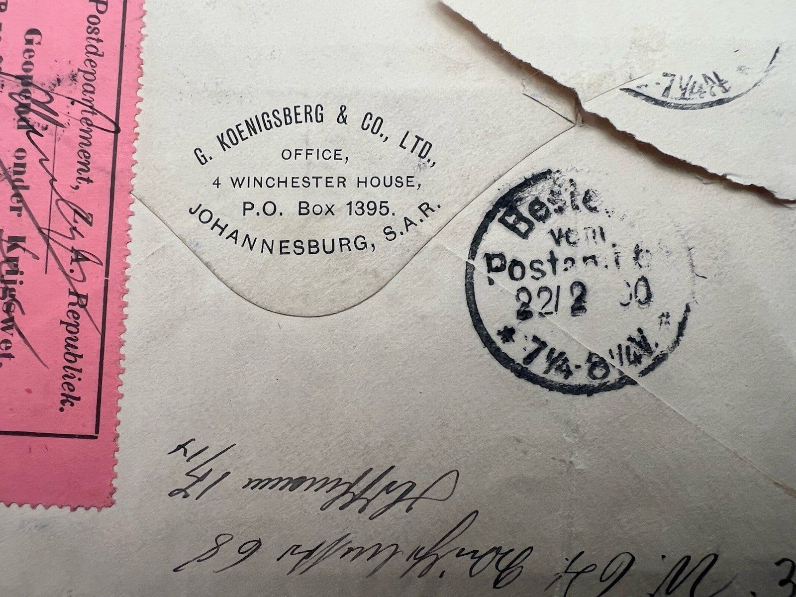 1900 ZAR Transvaal Boer War Censored Cover to Berlin via Delagoa Bay # 1219 photo 5