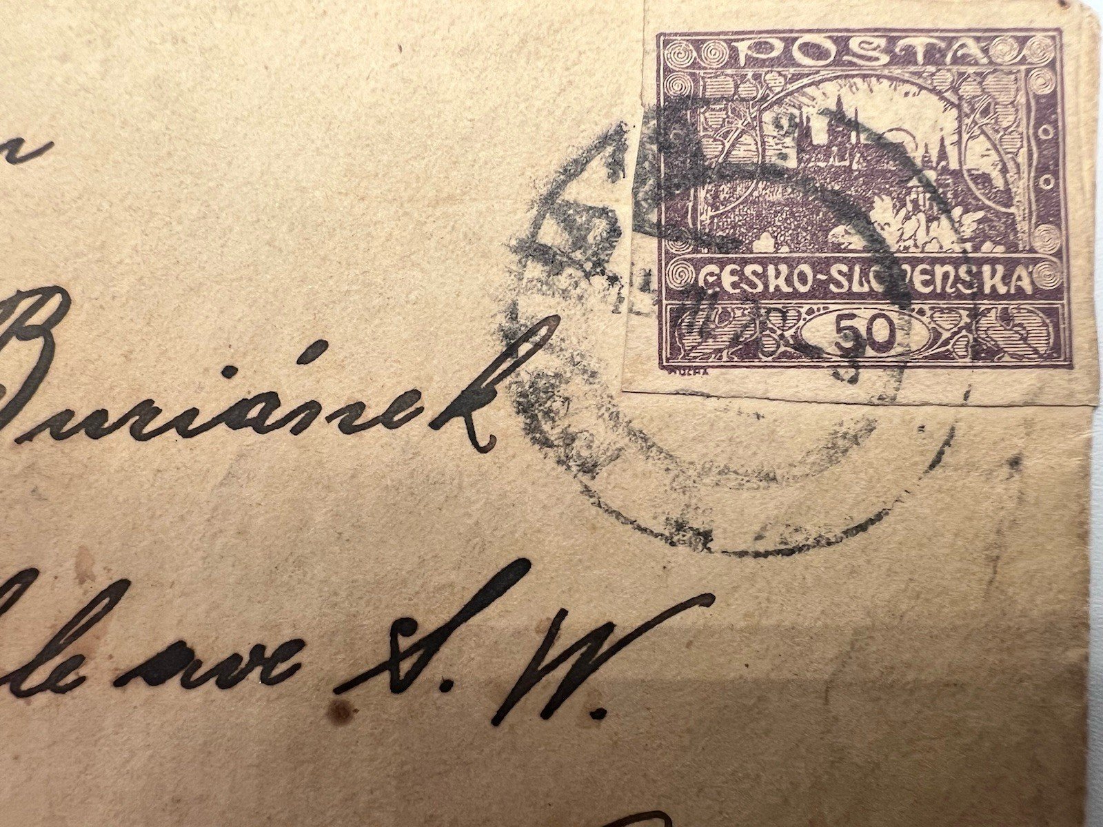 1919 Czechoslovakia Hradcany 50h Mucha Cover Prague to Cleveland # 1226 photo 2