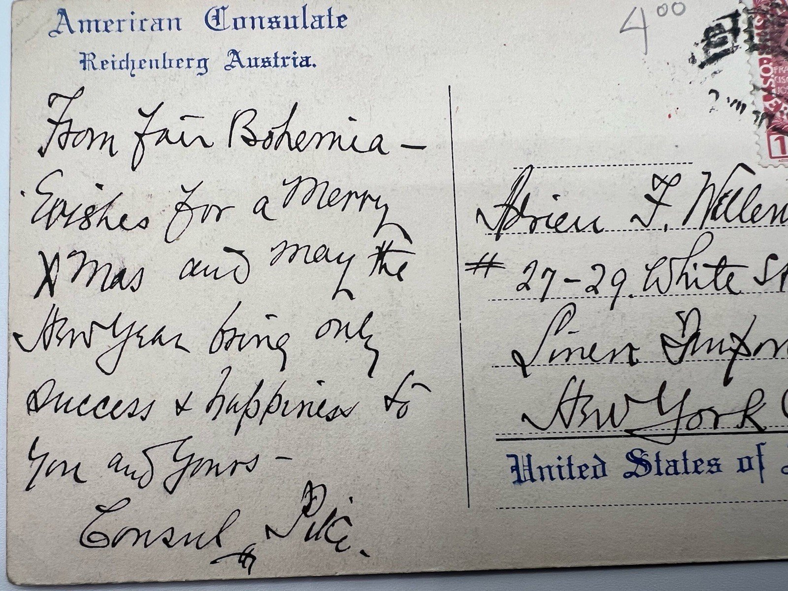 c1910 American Consulate Reichenberg Austria U.S. Flag Postcard # 1227 photo 6