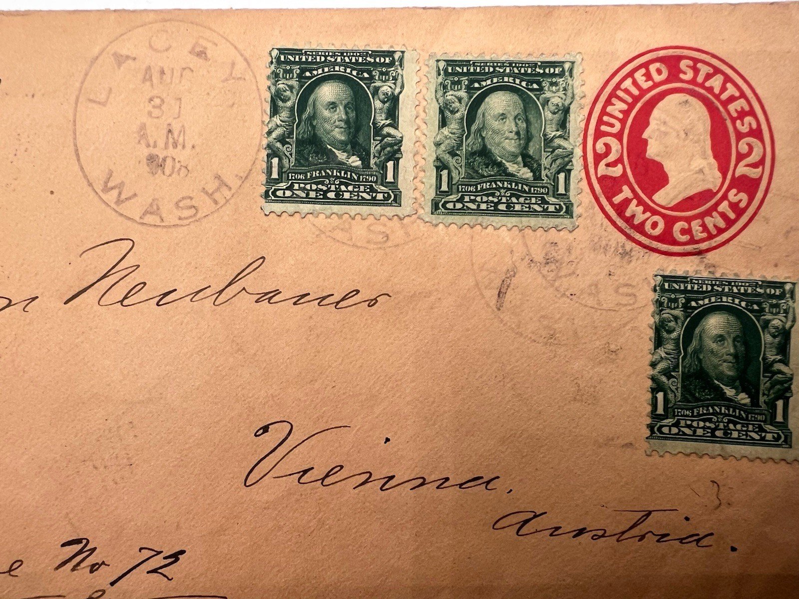 1908 St. Martin’s College Lacey WA Cover to Vienna Austria 5c Rate # 1228 photo 2