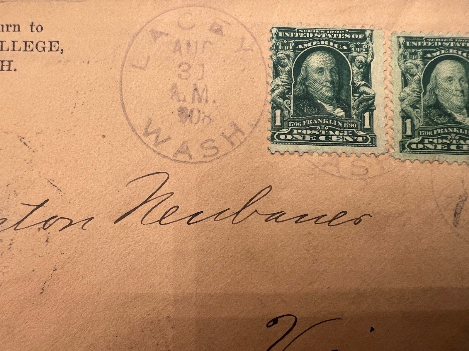 1908 St. Martin’s College Lacey WA Cover to Vienna Austria 5c Rate # 1228 photo 4