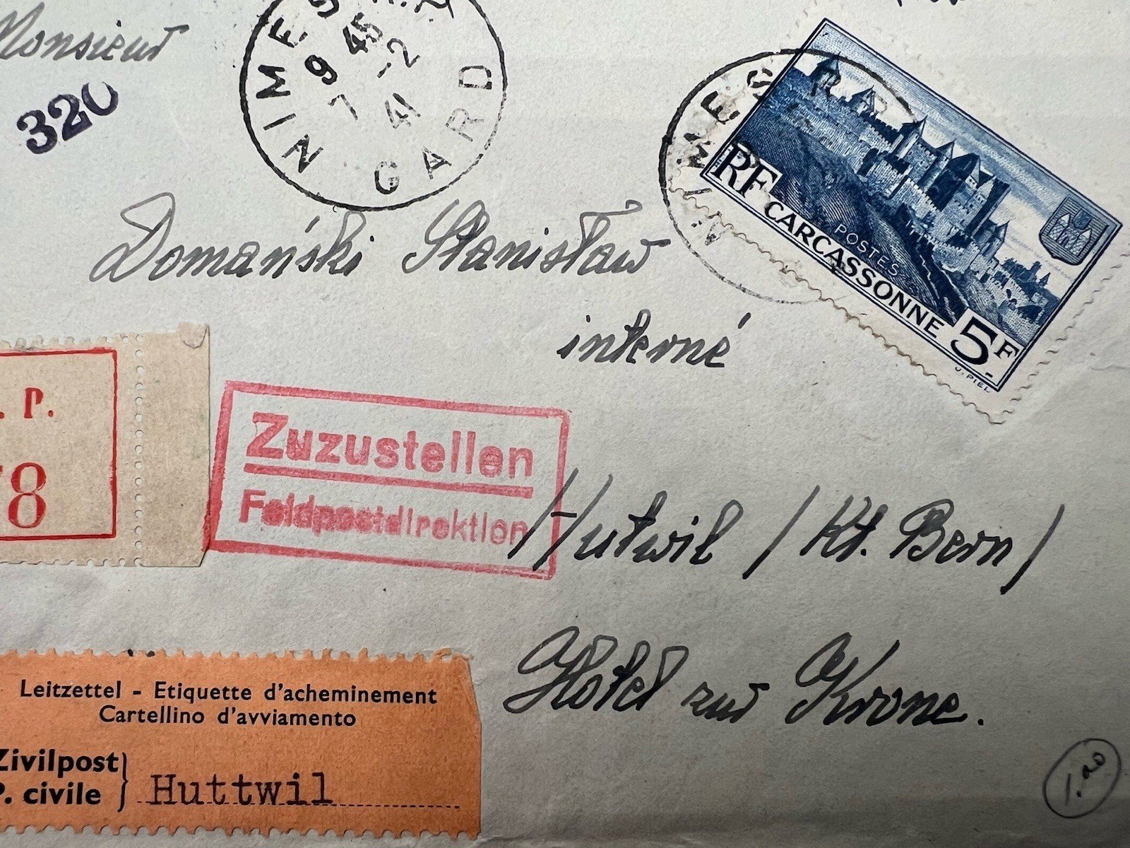 1941 WWII Vichy France to Swiss Internee Registered Censored Cover # 1234 photo 5