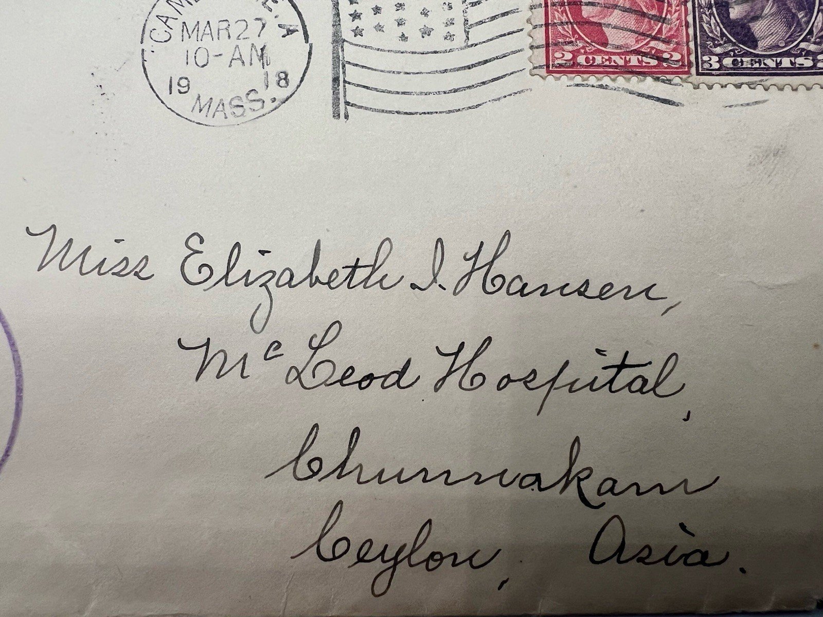1918 WWI USA to Ceylon McLeod Hospital Colonial Censor Cover # 1235 photo 5