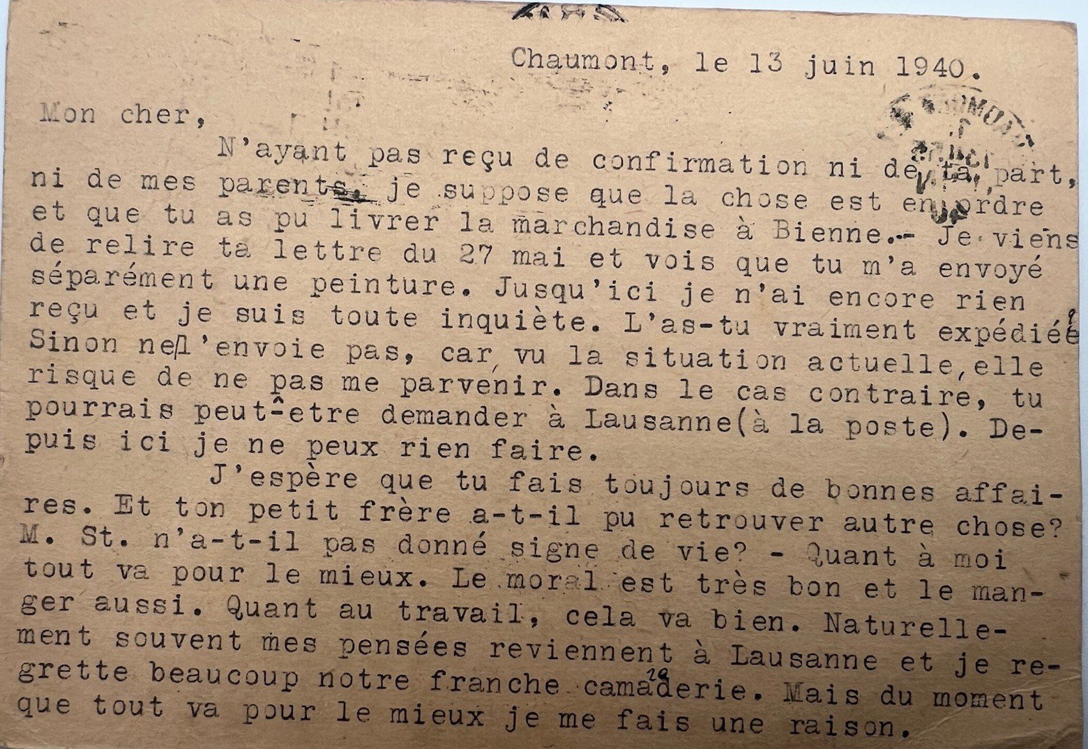 1940 WWII France to Switzerland Swiss Consulate Censored Postcard # 1236 photo 6