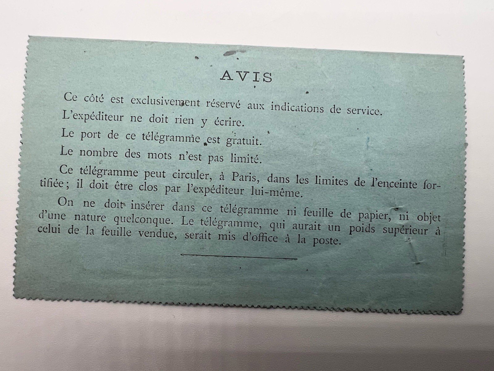 19th C French Paris Pneumatic Telegram 50c Imprinted Legal Correspondence # 1242 photo 3
