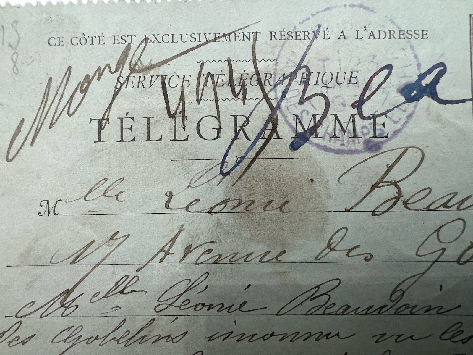 Antique Paris Pneumatic Telegram Ba-Ta-Clan Romantic Note # 1243 photo 2