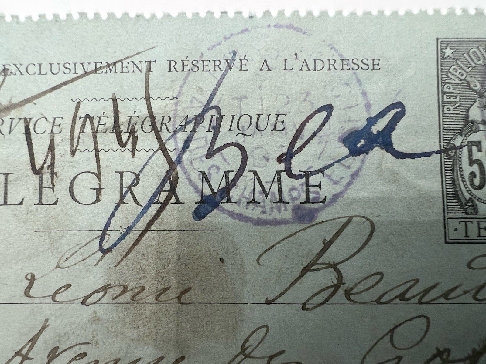 Antique Paris Pneumatic Telegram Ba-Ta-Clan Romantic Note # 1243 photo 3