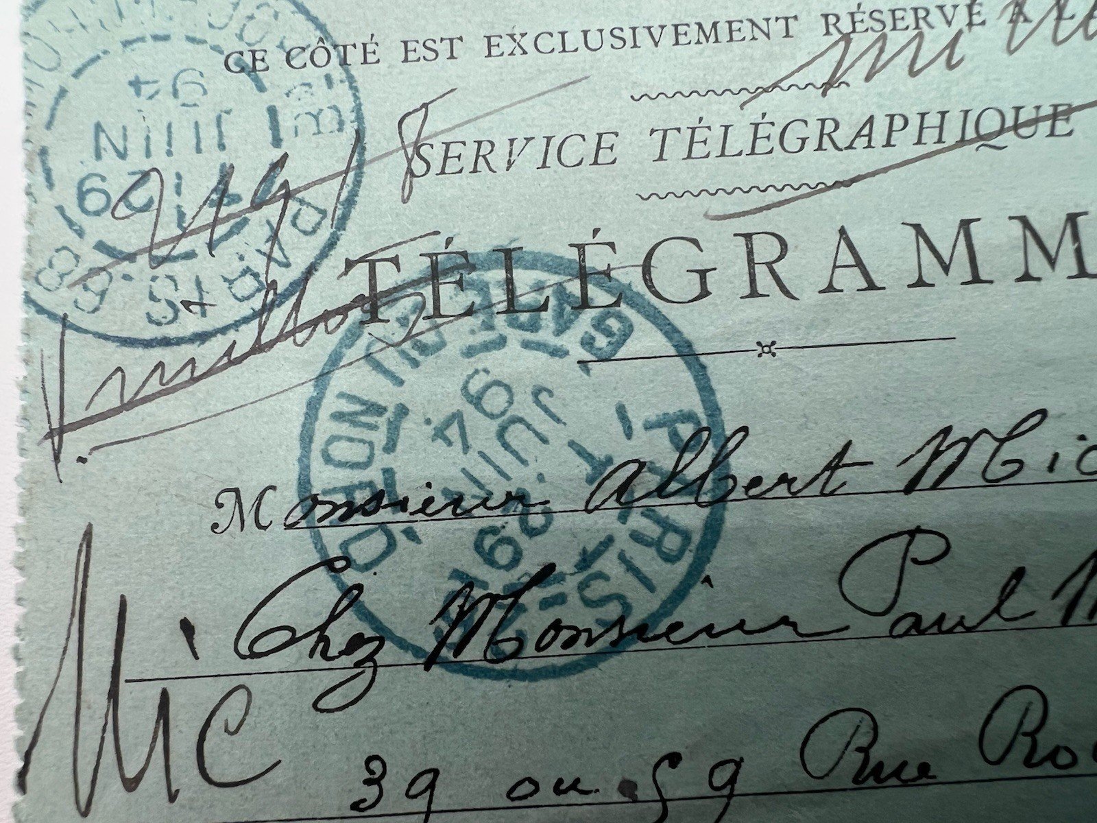 1894 Paris Petit Bleu Telegram Religious Vows 50c Chaplain # 1244 photo 3