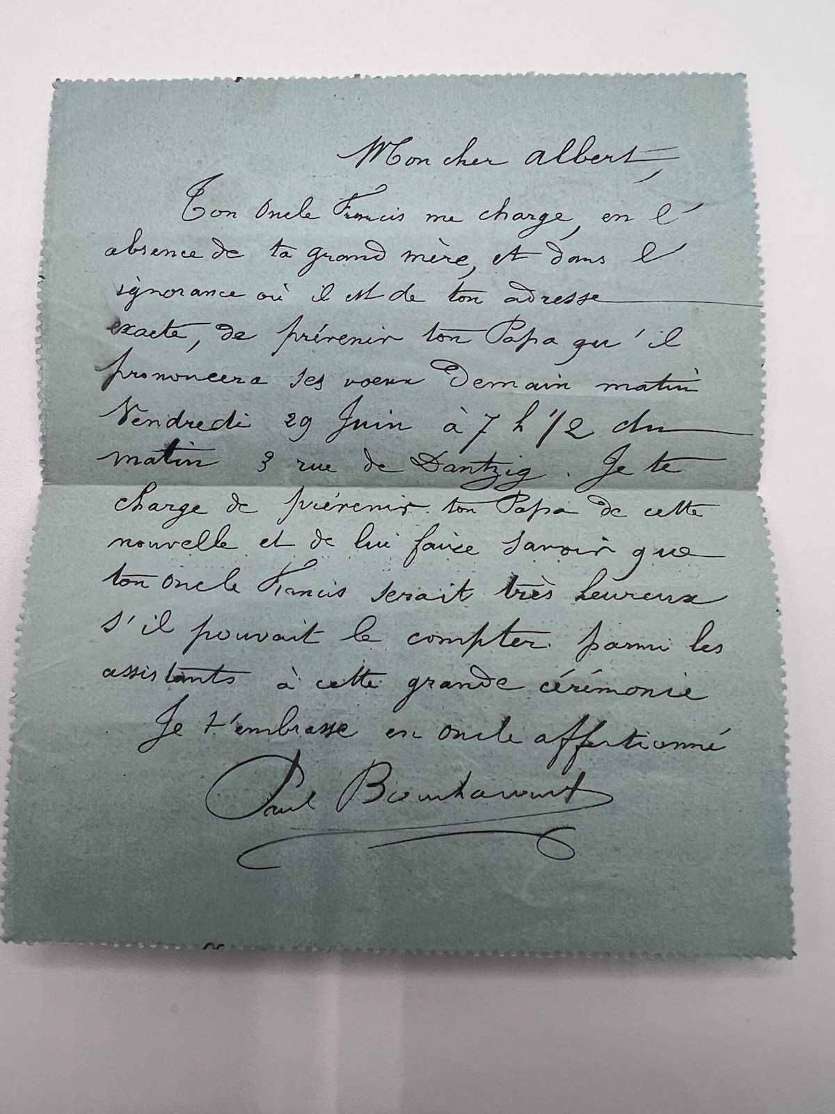 1894 Paris Petit Bleu Telegram Religious Vows 50c Chaplain # 1244 photo 10