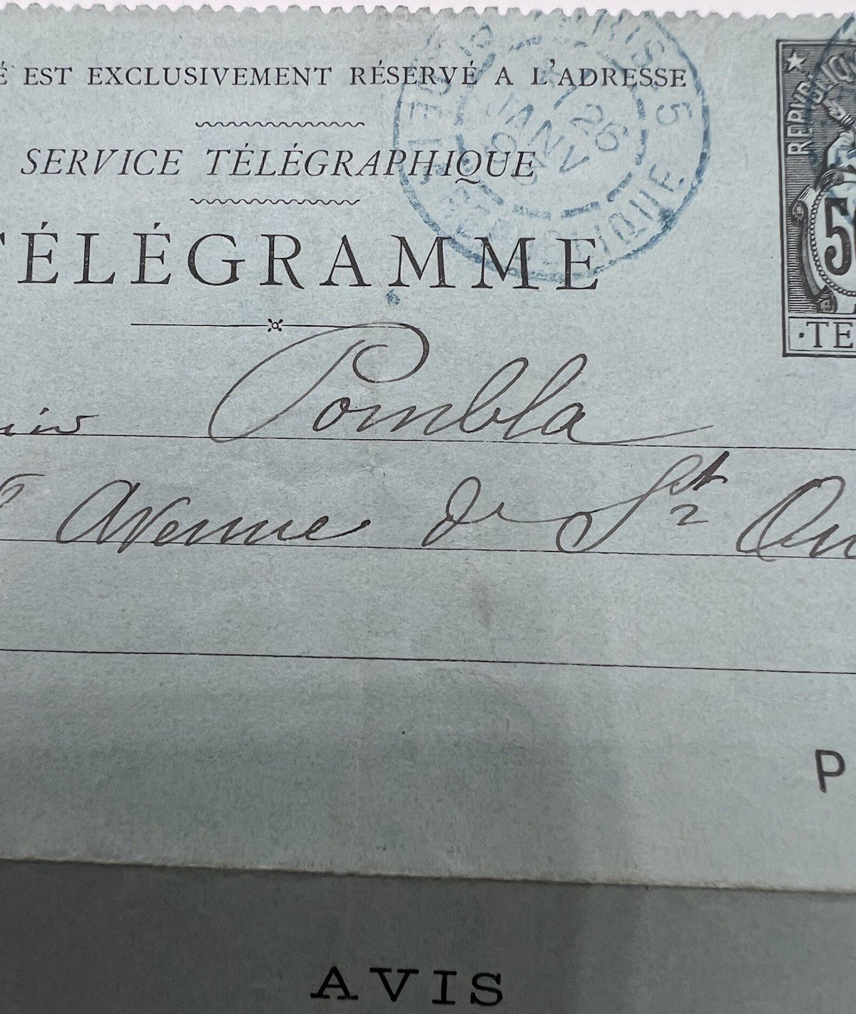 1894 Paris Petit Bleu Telegram Signed Architect Charles Labro # 1246 photo 3