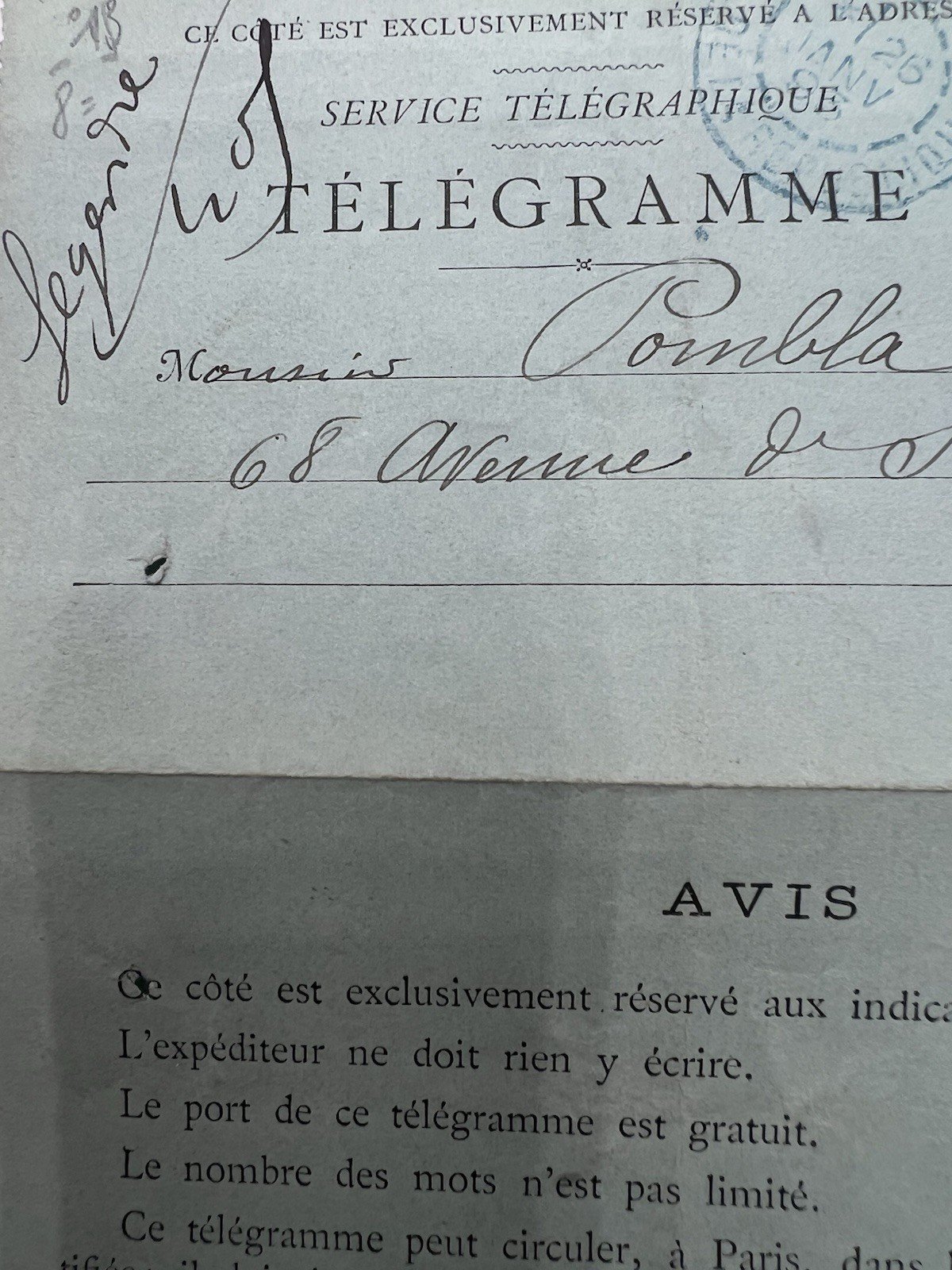 1894 Paris Petit Bleu Telegram Signed Architect Charles Labro # 1246 photo 4