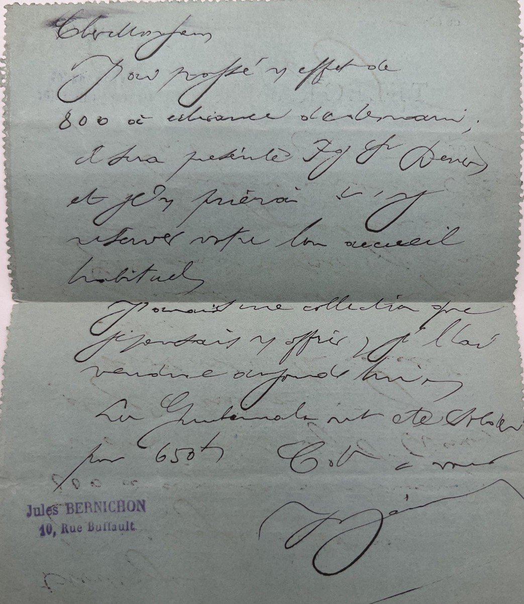 1894 Paris Telegram Signed Stamp Dealer Jules Bernichon Guatemala # 1249 photo 3