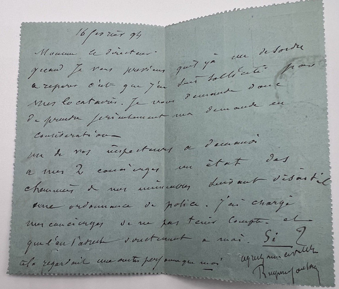1894 Paris Petit Bleu Telegram 50c Chaplain La Garantie Immobiliere. # 1252 photo 4