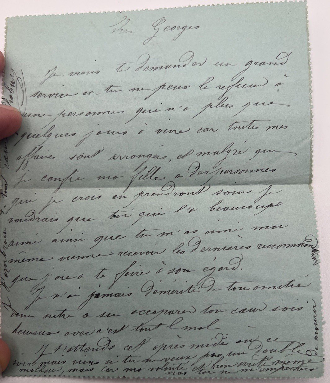 1894 Paris Petit Bleu Telegram to Georges Bataille Final Appeal 50c # 1253 photo 3